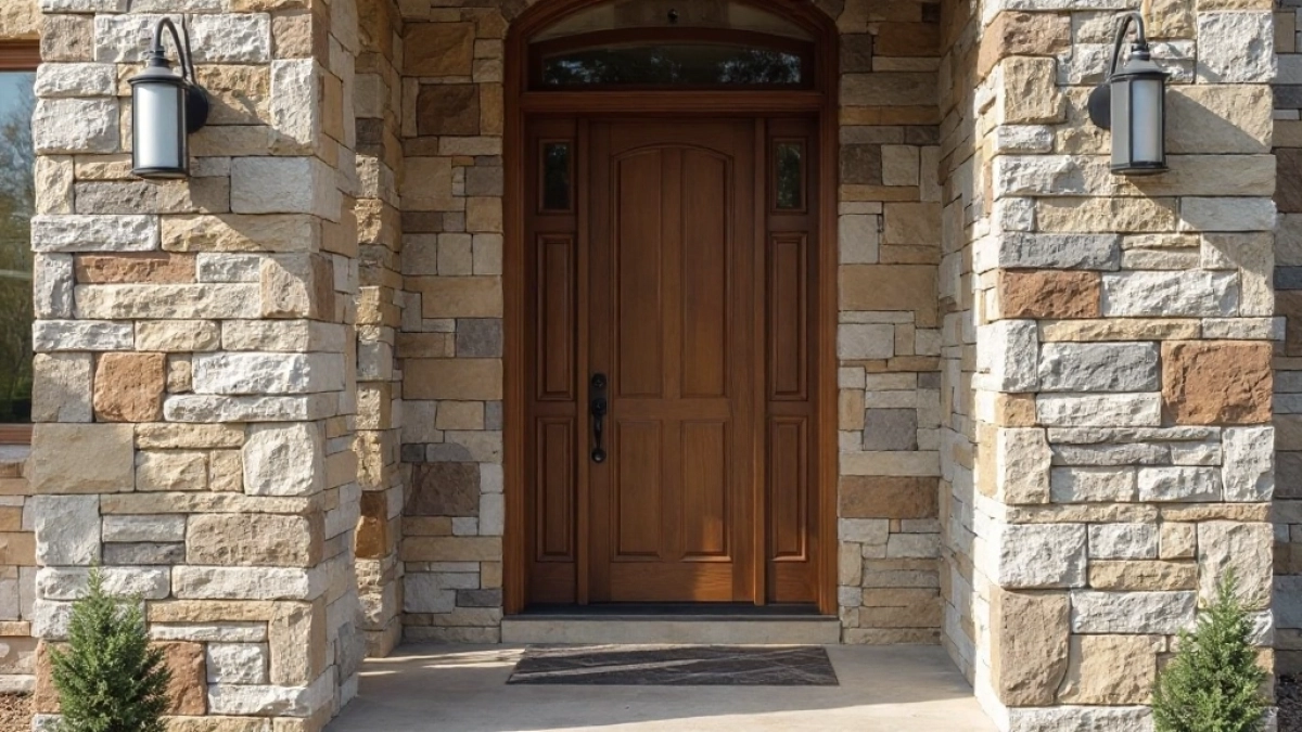 Kamień dekoracyjny wokół drzwi zewnętrznych