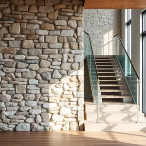 Kamień Na Ścianie Przy Schodach